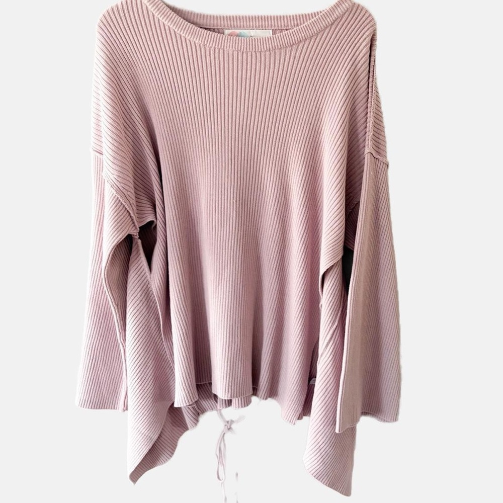 Free People Beach Brigg Ribbed Oversized Boho Mauve Sweater S - Picture 6 of 6